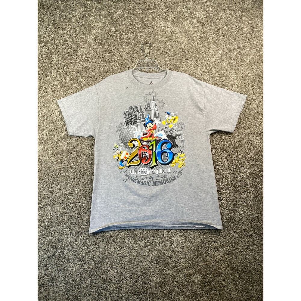 Disney Shirt Adult Large Gray Blue Mickey Mouse Casual Theme Park Mens